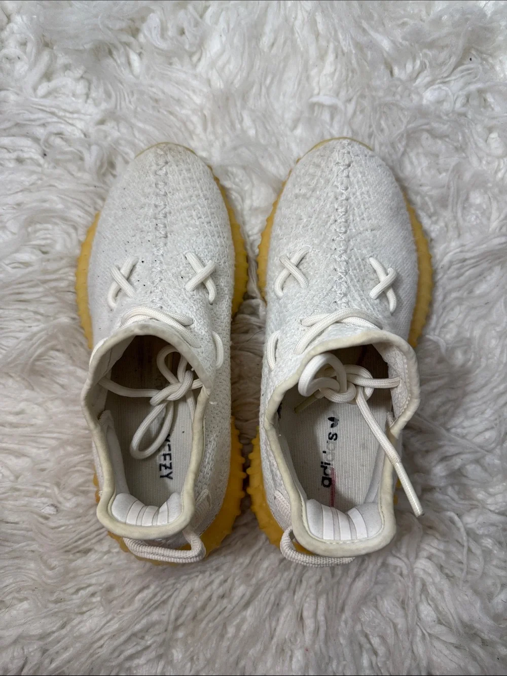 adidas Yeezy White Knit Sneakers with Cream Sole women’s Size 5 to 6